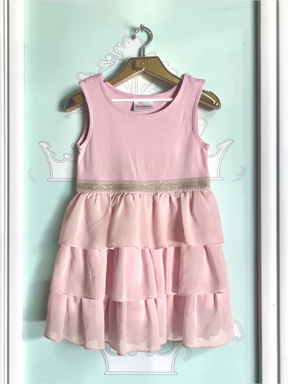 Hanna Andersson Girls Dress 🩰 Pink Tiered Tulle Balletcore Princess Size 4 100